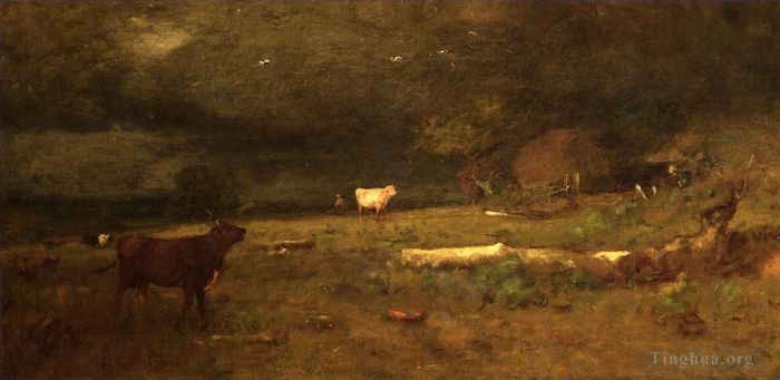 George Inness Oil Painting - The Coming Storm aka Approaching Storm