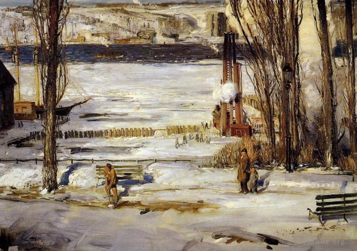 George Wesley Bellows Oil Painting - A Morning Snow Realist landscape George Wesley Bellows