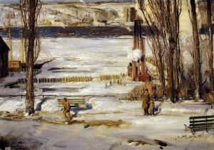 Artist George Wesley Bellows's Work - A Morning Snow Realist landscape George Wesley Bellows