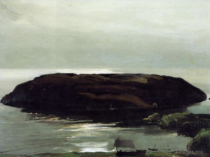 George Wesley Bellows Oil Painting - An Island in the Sea Realist landscape George Wesley Bellows