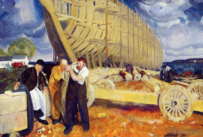 George Wesley Bellows Oil Painting - Builders of Ships