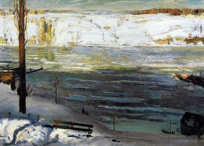 George Wesley Bellows Oil Painting - Floating Ice George Wesley Bellows 191Realist landscape George Wesley Bellows