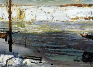 Artist George Wesley Bellows's Work - Floating Ice George Wesley Bellows 191Realist landscape George Wesley Bellows