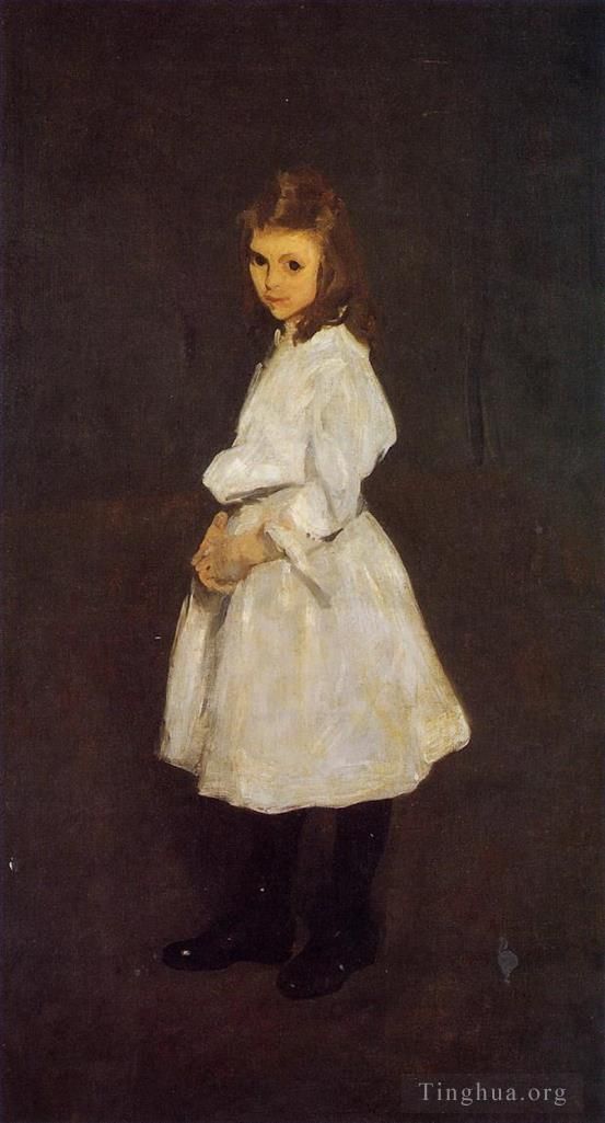 George Wesley Bellows Oil Painting - Little Girl in White aka Queenie Barnett