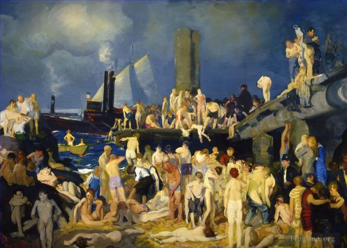 George Wesley Bellows Oil Painting - River Front 1 1915