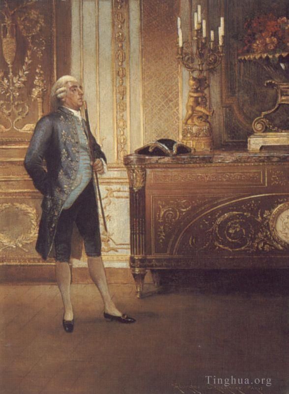 Georges Croegaert Oil Painting - A Gentleman Wainting In An Interior