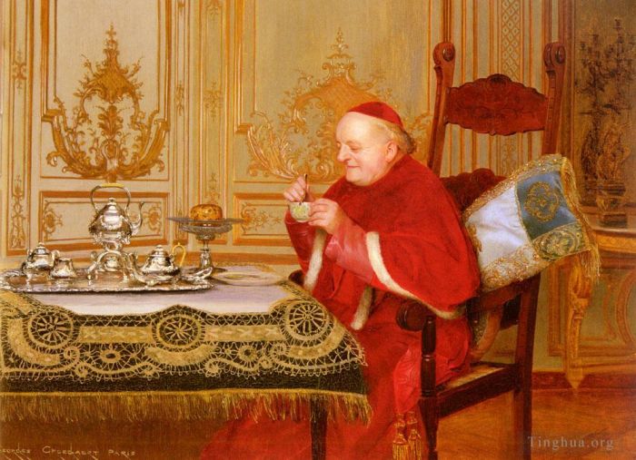 Georges Croegaert Oil Painting - Teatime