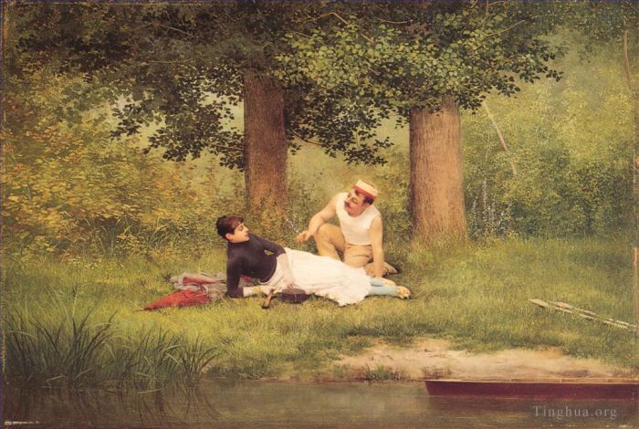 Georges Croegaert Oil Painting - The Flirtation