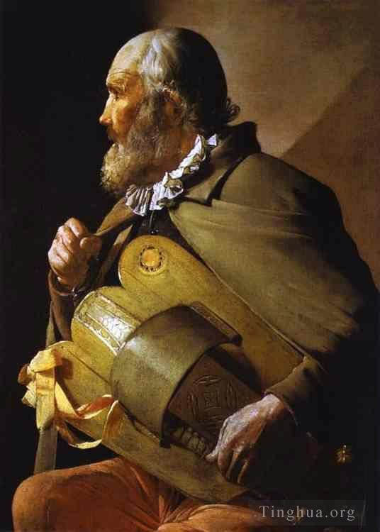 Georges de La Tour Oil Painting - The Blind Hurdy-Gurdy Player