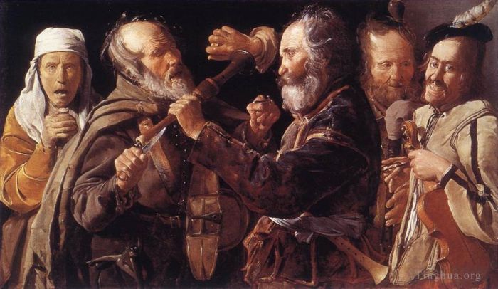 Georges de La Tour Oil Painting - The Musicians Brawl