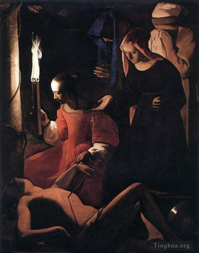 Georges de La Tour Oil Painting - St Sebastien Attended by St Irene