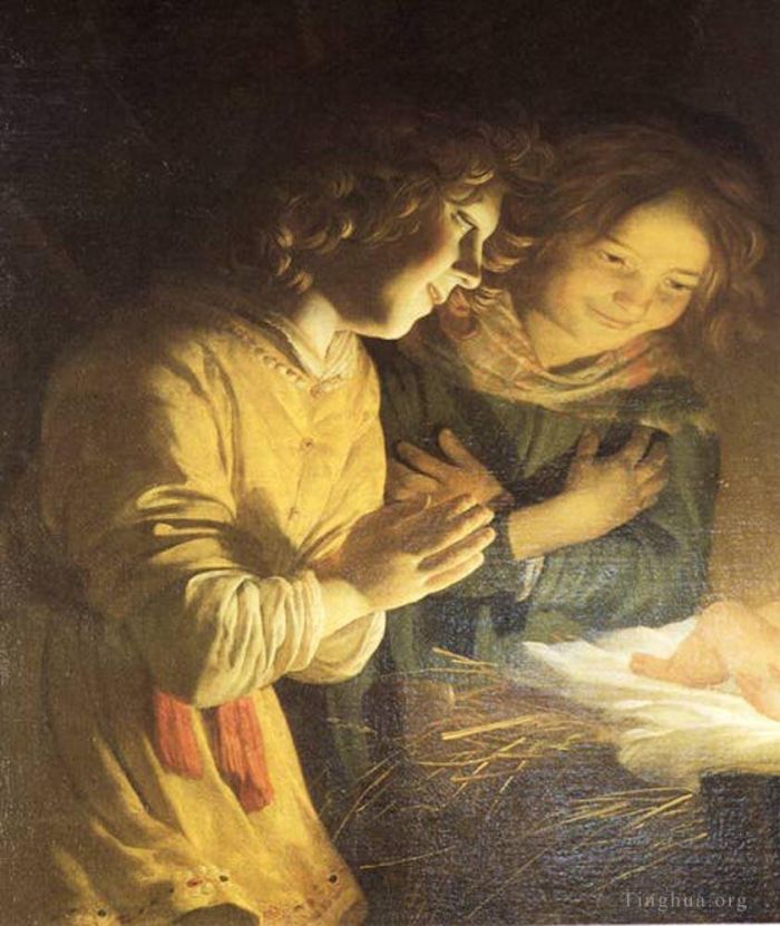 Gerard van Honthorst Oil Painting - Adoration Of The Child