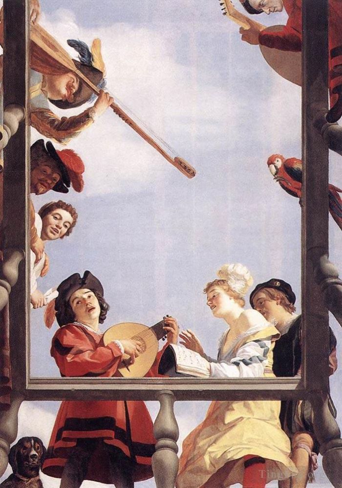 Gerard van Honthorst Oil Painting - Musical Group On A Balcony