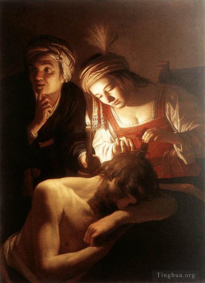 Gerard van Honthorst Oil Painting - Samson And Delilah