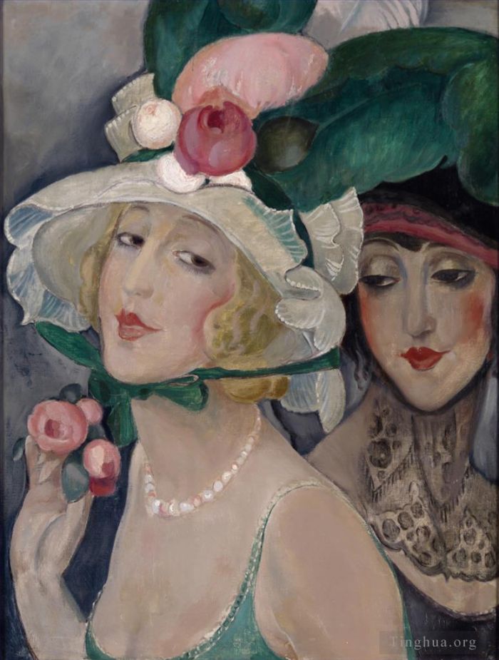 Gerda Wegener Oil Painting - Two Cocottes with Hats Lili and friend