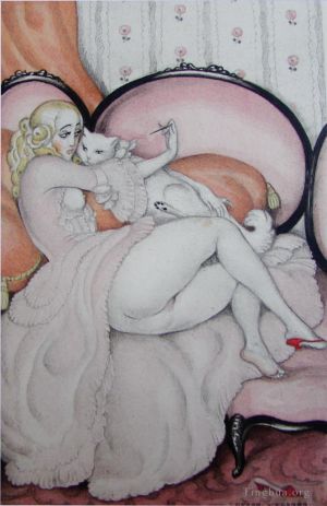 Artist Gerda Wegener's Work - Nude and cat