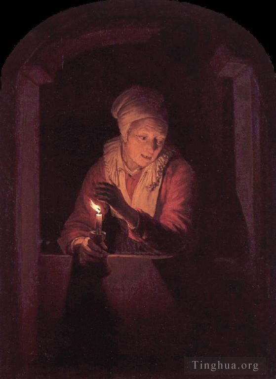 Gerrit Dou Oil Painting - Candle