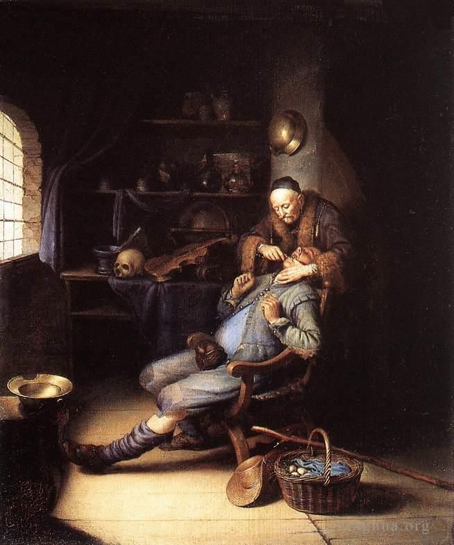 Gerrit Dou Oil Painting - The Extraction of Tooth
