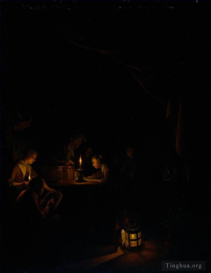Gerrit Dou Oil Painting - The Night School