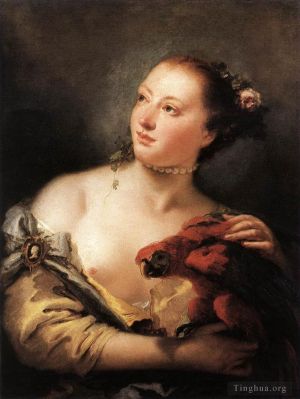 Artist Giovanni Battista Tiepolo's Work - Woman with a Parrot