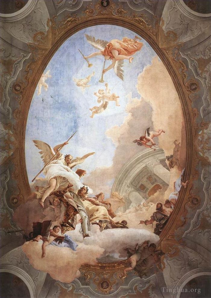 Giovanni Battista Tiepolo Various Paintings - Allegory of Merit Accompanied by Nobility and Virtue