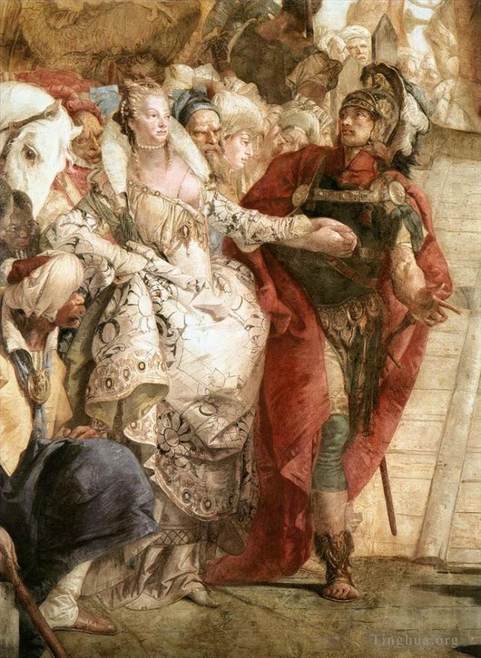 Giovanni Battista Tiepolo Various Paintings - Palazzo Labia The Meeting of Anthony and Cleopatra detail1
