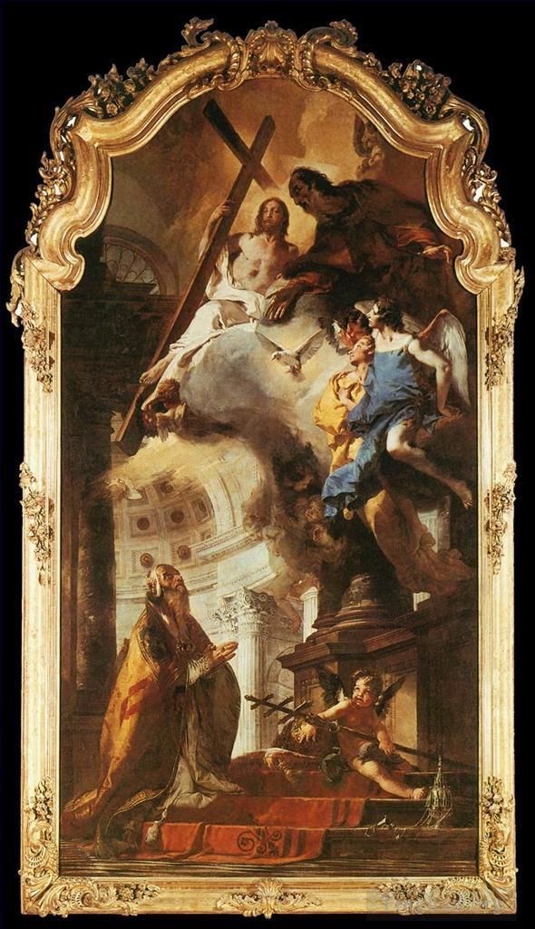 Giovanni Battista Tiepolo Various Paintings - Pope St Clement Adoring the Trinity