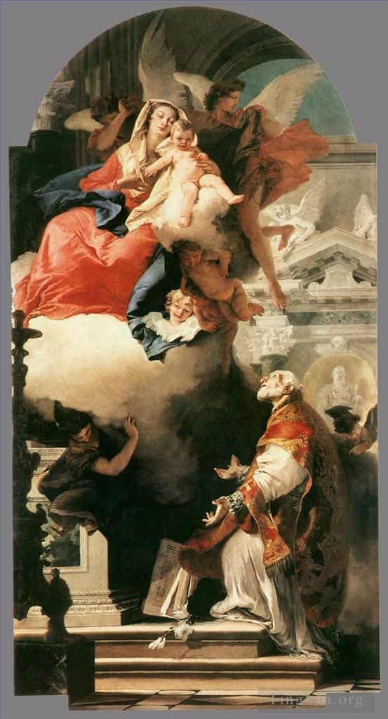 Giovanni Battista Tiepolo Various Paintings - The Virgin Appearing to St Philip Neri