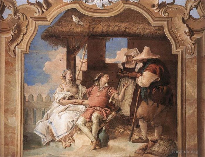Giovanni Battista Tiepolo Various Paintings - Villa Valmarana Angelica and Medoro with the Shepherds