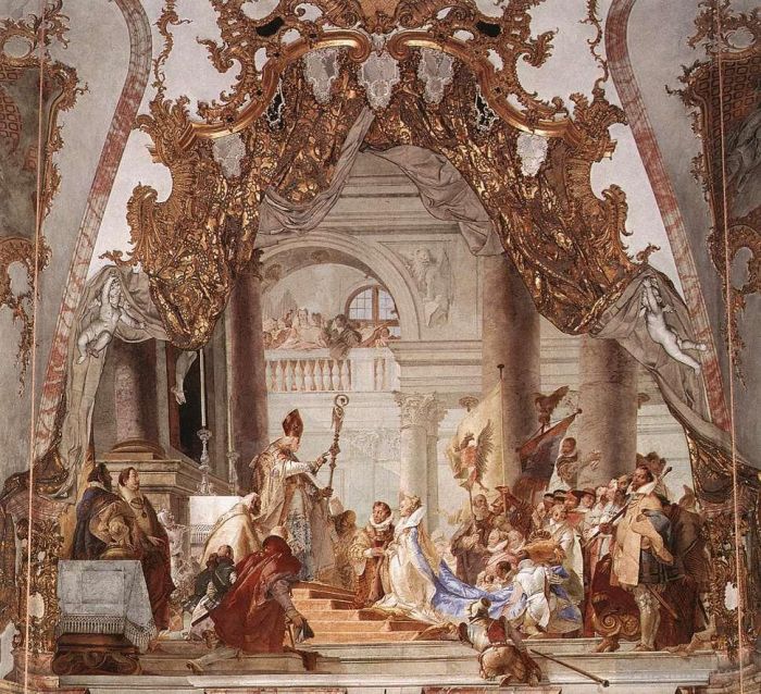Giovanni Battista Tiepolo Various Paintings - Wurzburg The Marriage of the Emperor Frederick Barbarossa to Beatrice of Burgundy