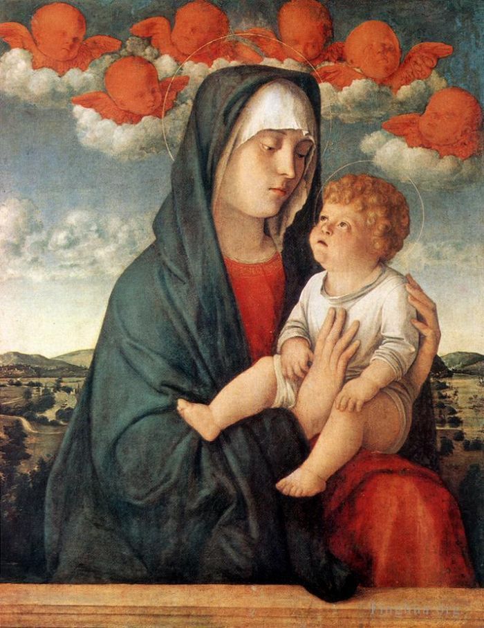 Giovanni Bellini Oil Painting - Madonna of the red angels