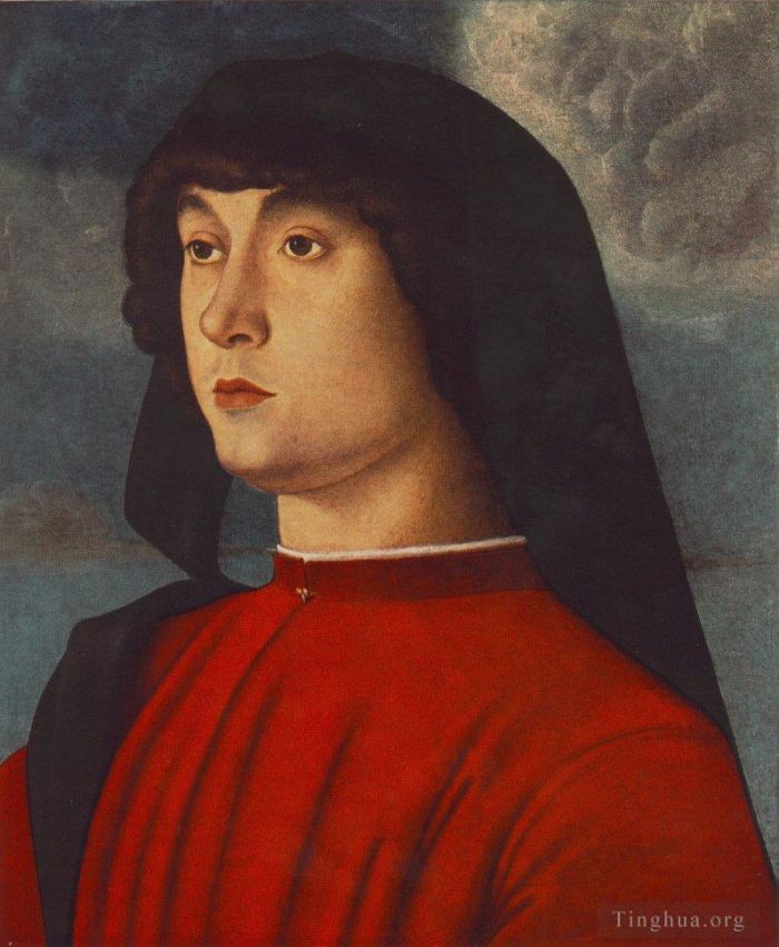Giovanni Bellini Oil Painting - Portrait of a young man in red
