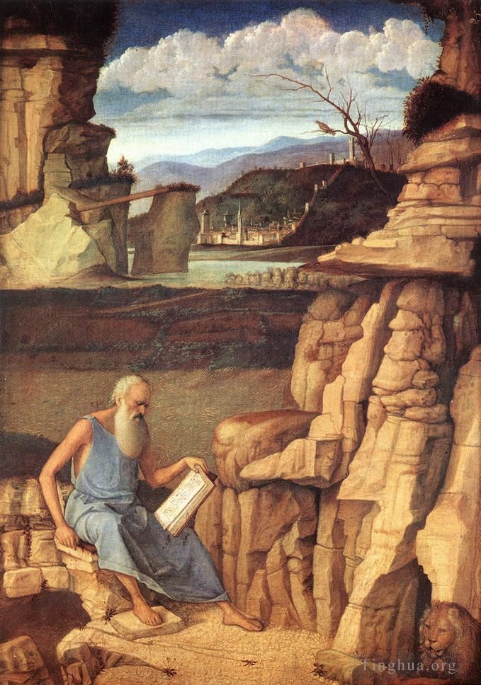 Giovanni Bellini Oil Painting - St Jerome reading