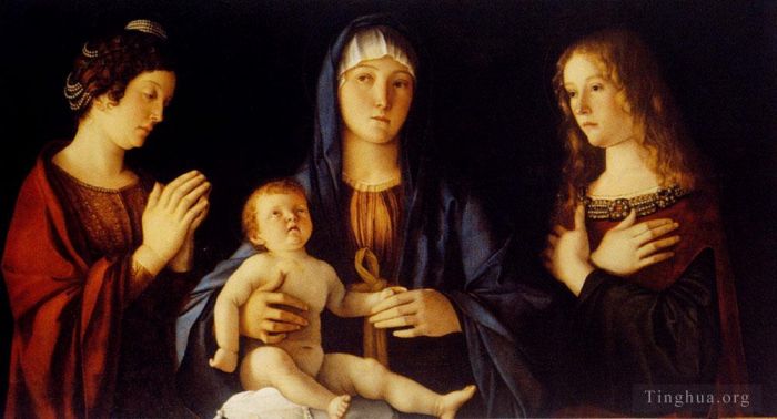 Giovanni Bellini Oil Painting - Virgin And Child Betwwn St Catherine And St Mary