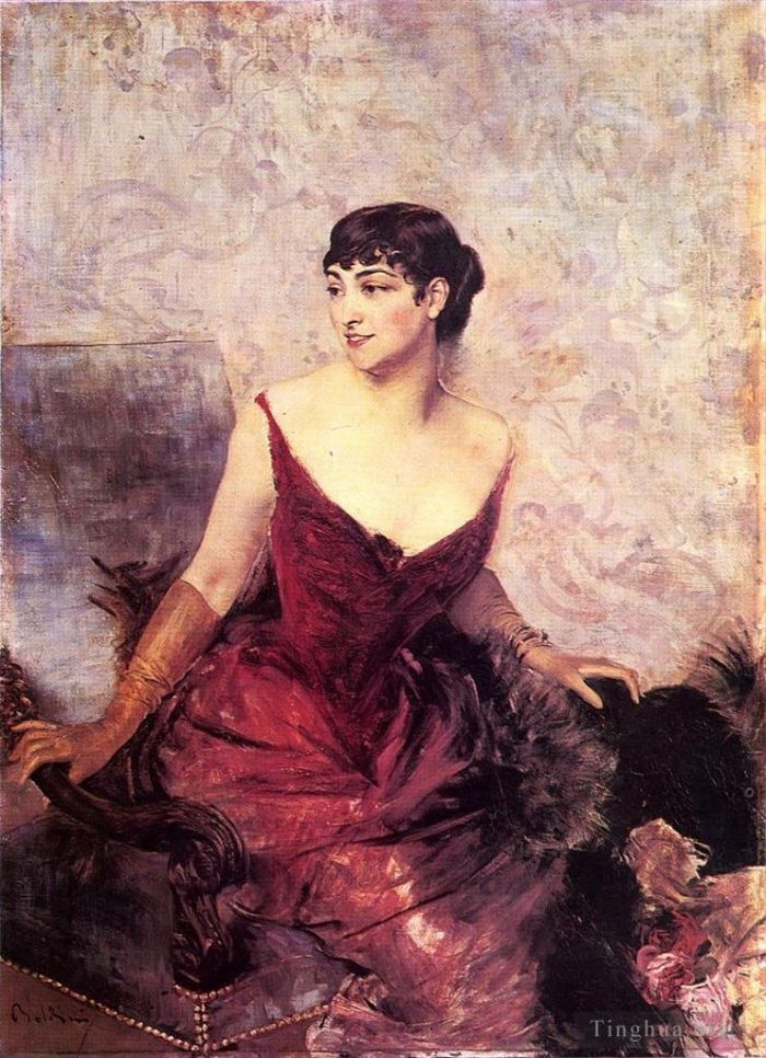 Giovanni Boldini Oil Painting - Countess de Rasty Seated in an Armchair