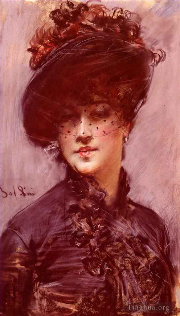 Giovanni Boldini Oil Painting - La Femme Au Chapeau Noir