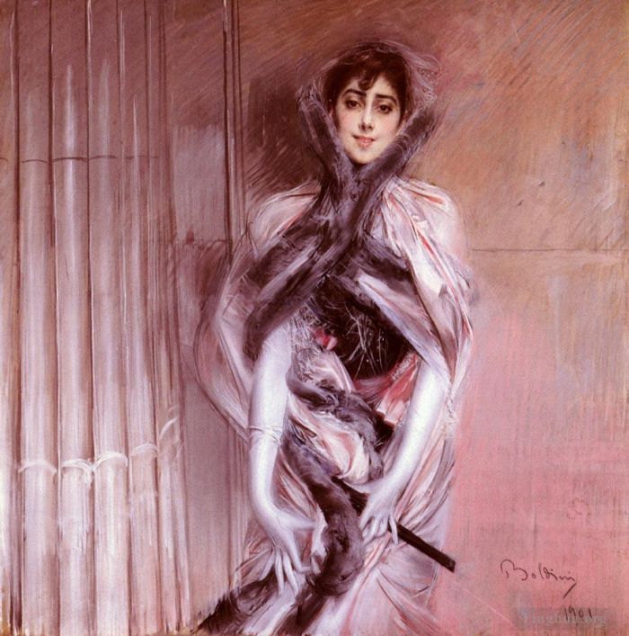 Giovanni Boldini Oil Painting - Portrait Of Emiliana Concha De Ossa