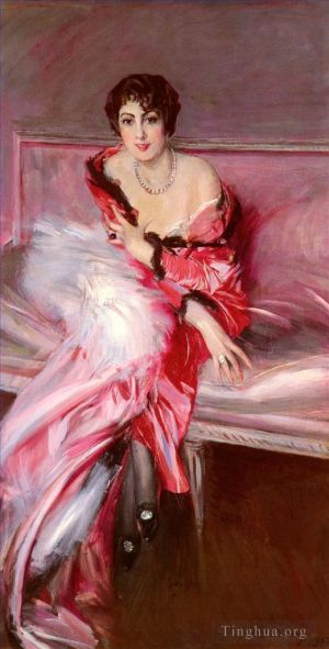 Artist Giovanni Boldini's Work - Portrait Of Madame Juillard In Red