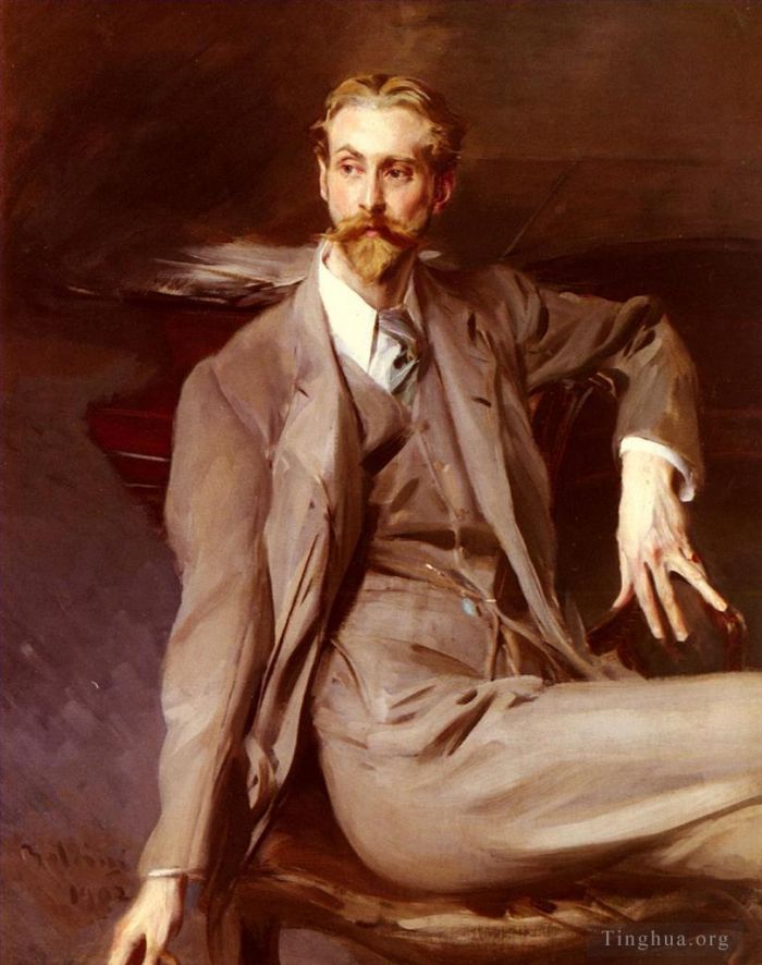 Giovanni Boldini Oil Painting - Portrait Of The Artist Lawrence Alexander Harrison