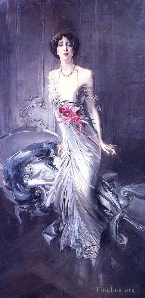 Giovanni Boldini Oil Painting - Portrait of Madame E L Doyen