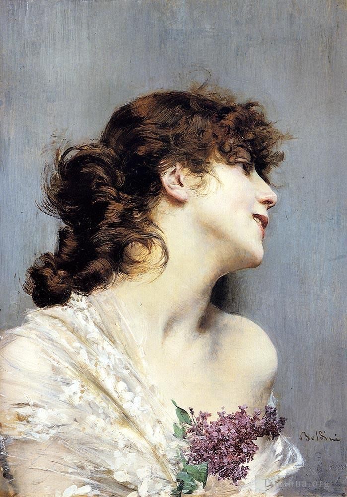 Giovanni Boldini Oil Painting - Profile Of A Young Woman