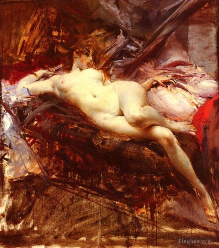 Giovanni Boldini Oil Painting - Reclining Nude