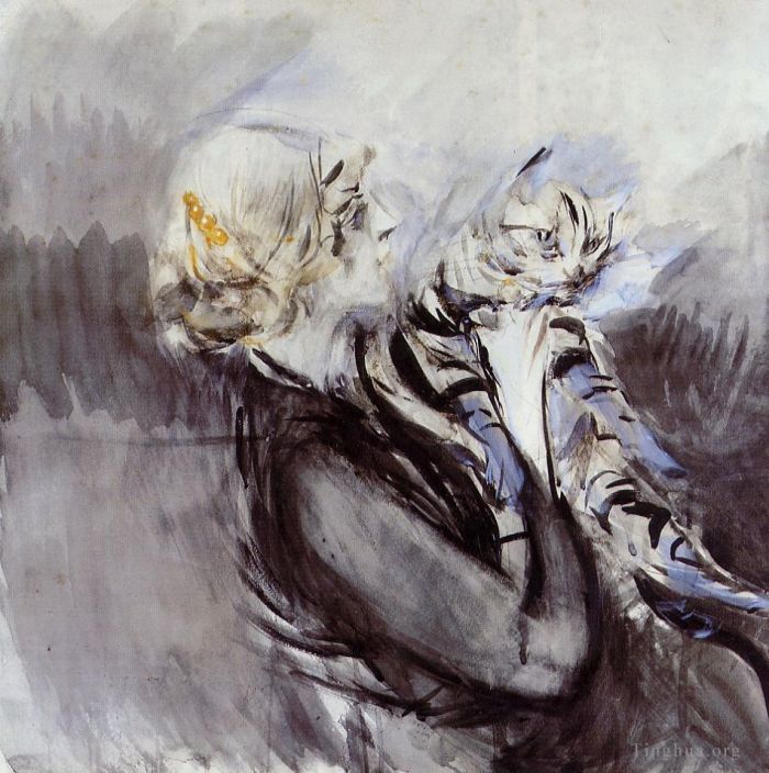 Giovanni Boldini Various Paintings - A Lady with a Cat