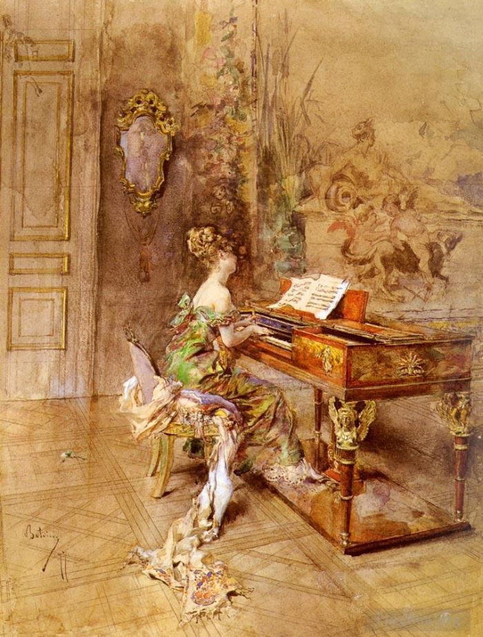 Giovanni Boldini Various Paintings - La Pianista