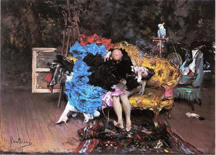 Giovanni Boldini Various Paintings - The Model and the Mannequin aka Berthe in the Studio