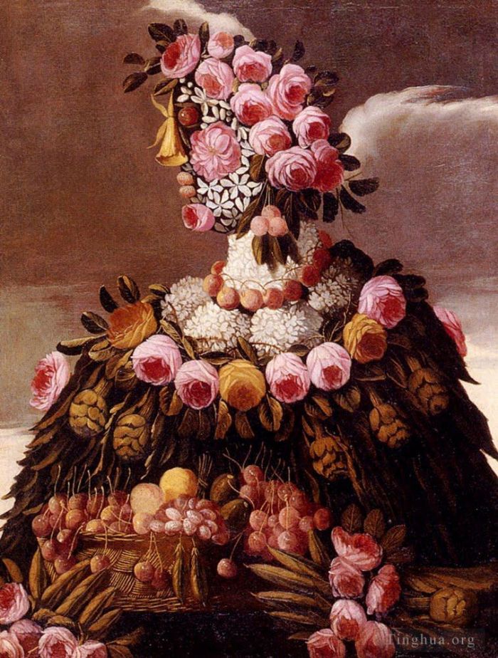 Giuseppe Arcimboldo Oil Painting - Woman of flowers