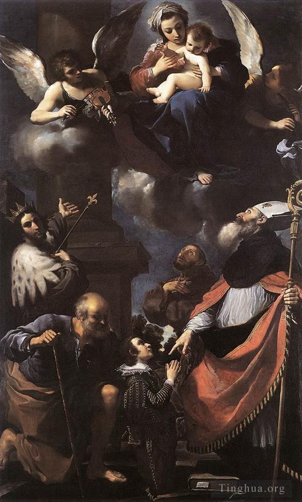 Guercino Oil Painting - A Donor Presented to the Virgin