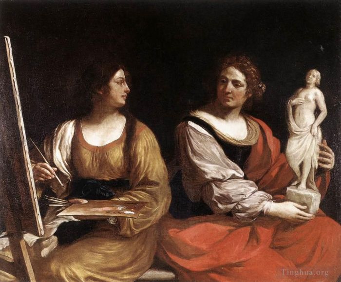 Guercino Oil Painting - Allegory of Painting and Sculpture