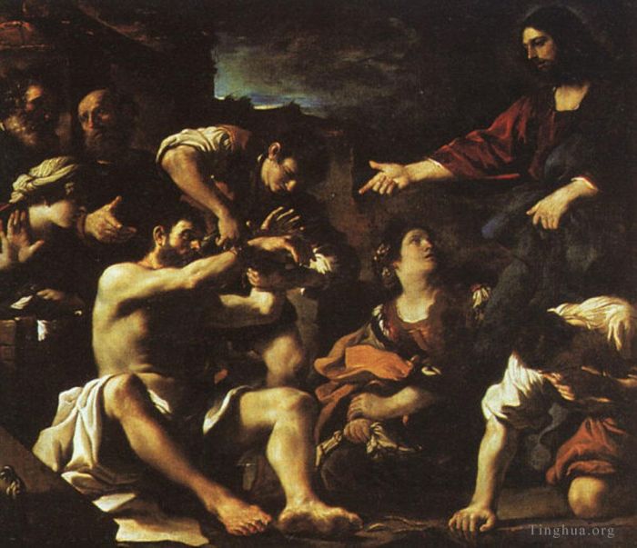 Guercino Oil Painting - Raising Lazarus
