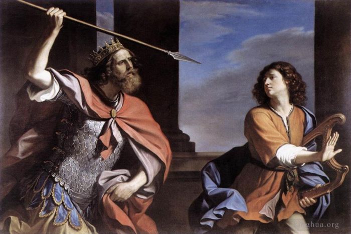 Guercino Oil Painting - Saul Attacking David